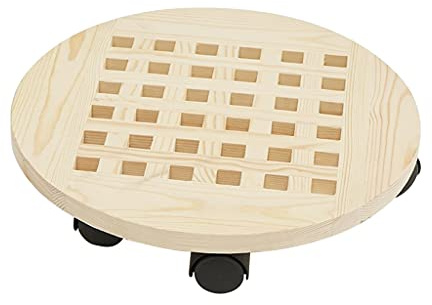 Rolling Plant Stand with Lockable Caster Wheels - 12in Indoor Planter Dolly, Flower Pot Holder Trolley, Round Plant Mover Rack for Home & Garden, Potted Plant Organizer