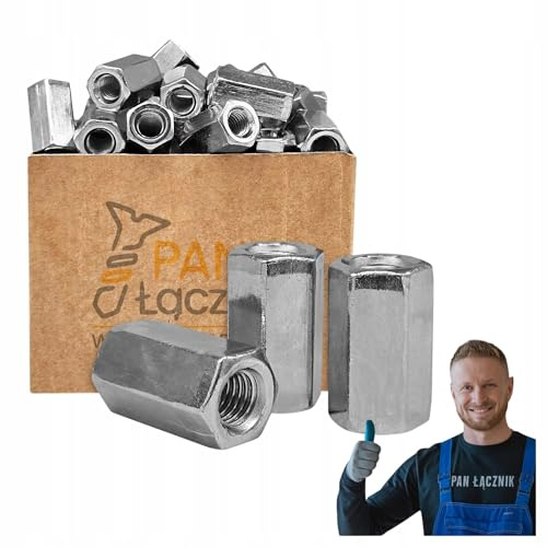 Pan Lacznik Langmutter M10 Länge 30 mm - Kupplungsmutter DIN 6334, | Stahl verzinkt, Verbindungsmutter für Gewindestangen und Schrauben, 1 kg set
