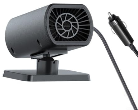 Honseadek Tragbare Auto-Heizung, 12 V, 200 W, schnelles Aufheizen, elektrischer Defogger mit verstellbarer Halterung, Dual-Modus, warme Luft, natürlicher Wind, 360 ° Multi-Winkel-Luftstrom