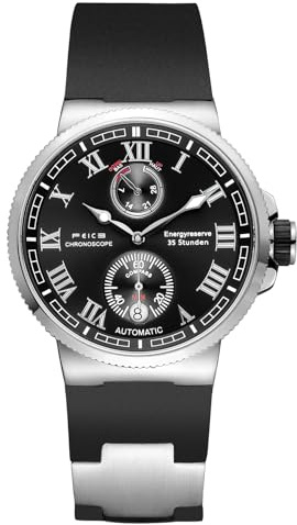 FEICE Herren-Automatikuhr, mechanisch, analog, wasserdicht, Saphir, Sport, Schwimmen, Herrenuhr, schlicht, lässig, elegante Uhren für Herren, FM1405-Silikon, schwarzes Band