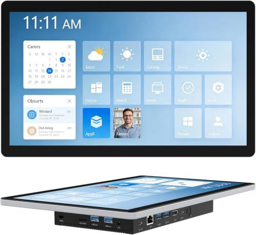 Pannello PC Fanless Industrial PC Panel 13.3 pollici, Touchscreen integrato All in One Computer Win11 Pro, Celeron N5095, 8GB Ram 128GB ROM, 1920 * 1080 IPS, USB3.0 * 4, RS232* 2, LAN, HDMI, Tipo-C