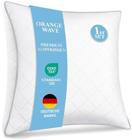Orange Wave Kopfkissen 80x80 Kissen - Kissen 80x80cm Hochwertig Mikrofaser Schlafkissen, Weiches Atmungsaktiv Pillow, Hotelqualität Bettkissen für Rücken-, Seiten- Bauchschläfer, Oeko-Tex Zertifiziert