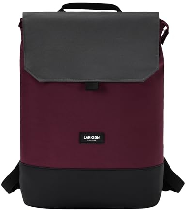 LARKSON Mochila Mujer Gris Rojo - Nina - Mochila con Compartimento para Portátil para Universidad Trabajo Viajes y Bicicleta - Medium Backpack - Repelente al Agua