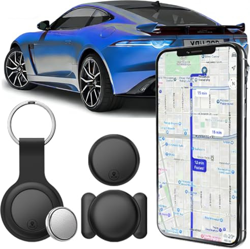 Traceur GPS Voiture, Smart Traceur Tag Tracker GPS (Compatible avec iOS et Android) Localisateurs D'Objets Bluetooth,Localisateurs Tags pour Véhicules, Moto et Bagages,Traceur sans Abonnement,Noir