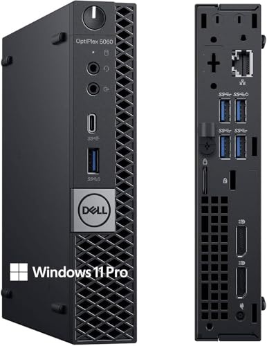 Dell Optiplex 5060 Mini PC de bureau, Intel Core i5-8500, 8 Go de RAM, 512 Go SSD, WiFi, Bluetooth, clavier QWERTY américain, Windows 11 Pro (reconditionné)