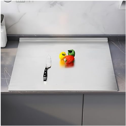 Stainless Steel Chopping Board with Edge Lip, Countertop Worktop Saver Cutting Board, Non-Slip Kitchen Cutting Board for Carving Meat, Vegetables, Cheese Bread(40X70 CM,Silver)