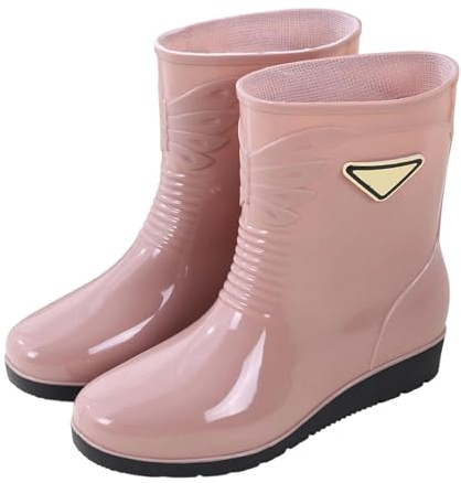 Generisch Bottes en caoutchouc antidérapantes pour femme - Tige large - Imperméables - Bottes de jardin - Bottes pieds nus - Bottes de pluie