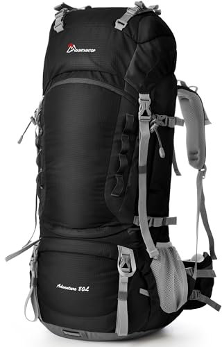 Mountaintop Trekkingrucksack 80L Wanderrucksack Herren Damen Reiserucksack Großer Rucksack mit Regenschutz für Outdoor Reisen Camping Trekking (Schwarz)
