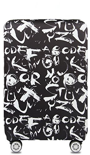 YianBestja Elastisch Kofferhülle Kofferschutzhülle Gepäck Cover Reisekoffer Hülle Koffer Schutzhülle Luggage Cover mit Reißverschluss (Alphabet Gekritzel, S (18-21 Zoll))