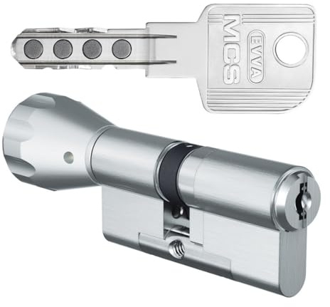 EVVA MCS Knaufzylinder 31/46K | Profilzylinder mit sehr hohem Kopierschutz durch Magnet-Technologie | Bohrschutz Ziehschutz | 3 Schlüssel | Sicherungskarte | verschiedenschließend