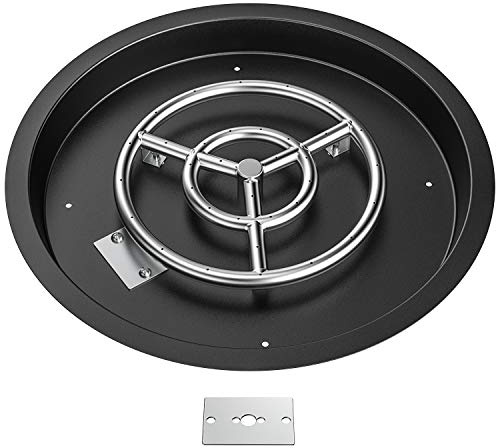 Skyflame Round Fire Pit Burner Pan Fire Bowl with Burner Ring - Drop-in Style - Made of Stainless Steel - 19 inch