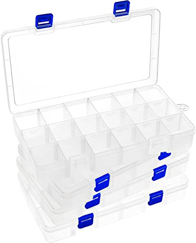 DARUITE Scatola Organizer in Plastica Con Divisori, 18 Scomparti per Gioielli, Perline, Orecchini, Strumenti da Pesca e Piccoli Accessori - Trasparente