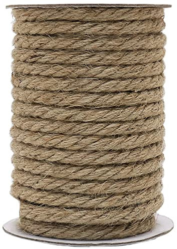 Vivifying 50 Feet 10mm Jute Rope, Natural Heavy Duty Twine for Crafts, Cat Scratching Post, Gardening, Bundling and Hanging