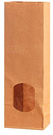 Blockbodenbeutel Natron mit Fenster 55 + 30 x 175 mm 100 Stück