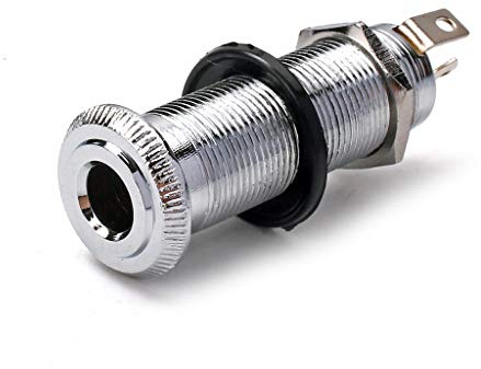 Alnicov Electric Guitar Cylinder Clip End Pin Mono Panel Output Jack Socket 6.35MM，Chrome
