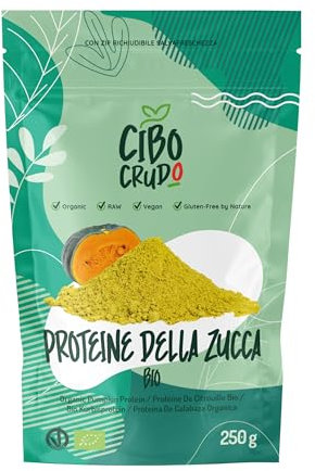 Proteine della Zucca in Polvere Biologiche - 250g. Proteine Vegetali in Polvere Bio. Proteine Vegane con 65% Proteine e 11% Fibre.