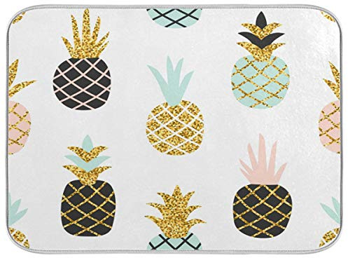 LUCKYEAH - Tappetino assorbente ad asciugatura rapida per piatti a base di frutta e ananas, per la casa, la cucina, il bancone da pranzo, 40,6 x 45,7 cm
