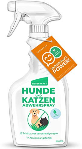 Silberkraft Spray repelente para perros y gatos 500 ml - Repelente para mantener alejados a perros y gatos - Spray para jardines, vallas, patios y entradas - con geraniol