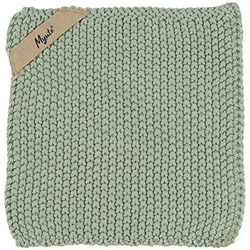 Topflappen 'Mynte' in STAUBIG GRÜN gestrickt aus Baumwolle von IB Laursen