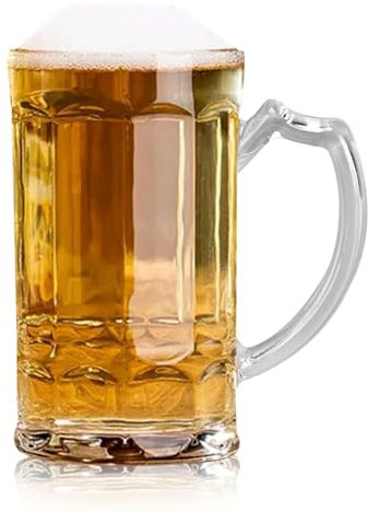 Boccale per la Birra in acrilico, capienza 500 ml Calice Birra Classico Boccale con Manico, tazza di succo Trasparente per Mantenere Fresche Bevande