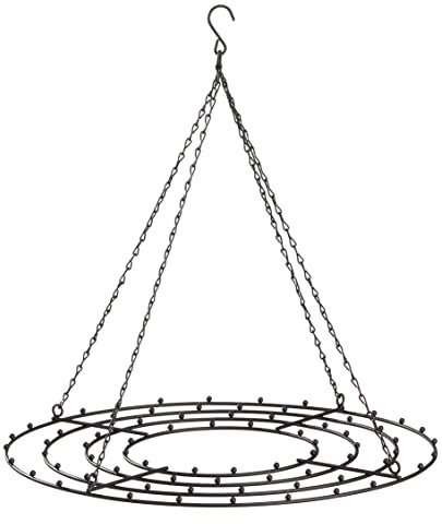 Spetebo Metall Hängekranz schwarz rund groß - 42 cm - Deckenkranz mit Kette - Weihnachten Advent Hänge Decken Metall Deko Kranz zum Schmücken