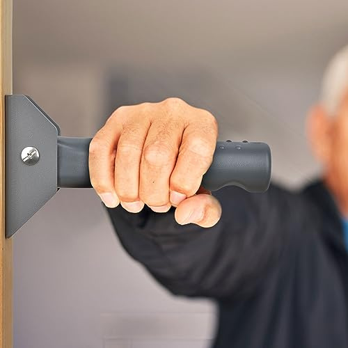 Healvaluefit Faltbarer Haltegriff für ältere Menschen, Türklapphilfe, Haltegriff für Türen, Türrahmen, Treppen, Stufen, Badezimmer, Toilette, ideal als Geschenk für ältere Menschen, Alzheimer, Grau