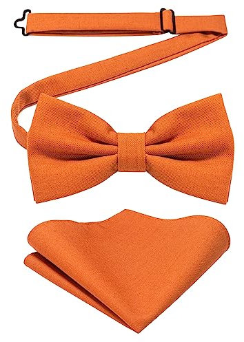 JEMYGINS Herren Baumwollmischung Fliege mit Doppelfalte und Einstecktuch Set,orange