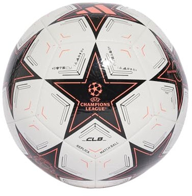 adidas Unisex-Adult UCL Club Soccer Ball, White/Black/Turbo, 5