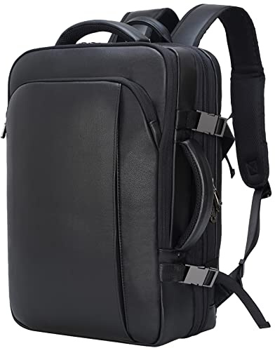 TIDING Rucksack Herren Leder Cabrio Aktentasche 15,6 Zoll Laptop Arbeitstasche Groß Reiserucksack Vintage Echtes Leder Backpack Schulrucksack für Reise, Business, Arbeit