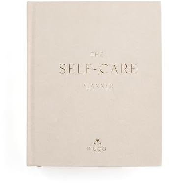 Myga Diario de cuidado personal, cuaderno A5 de bienestar y lista de tareas, planificador diario sin fecha para desarrollo personal y establecimiento de objetivos para mujeres y hombres, color beige