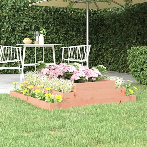 Hovothy Marrone Fioriera 110x110x27 cm in Legno Massello di Douglas Fioriera Rialzata Fioriera Legno Letto per Orto Letto da Esterno Aiuole Giardino Letto Giardino Fioriera Gradini Design a Scala