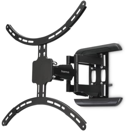 Hama TV Wandhalterung schwenkbar, neigbar, ausziehbar (TV Wandhalterung 90 Zoll, VESA 200x200 bis VESA 600x500, bis 50 kg, Kabelmanager, mit Fischer Dübeln) schwarz
