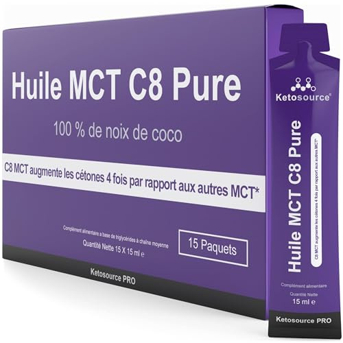 MCT C8 Öl Sachets | Einzelportionen für Reisen | 99%+ Reinheit | 15 x 15ml | 100% Kokosnuss | Veröffentlichter Labortest je Charge | Geeignet für Keto und Fasten | Beim 1. Mal Lieber Die Flasche