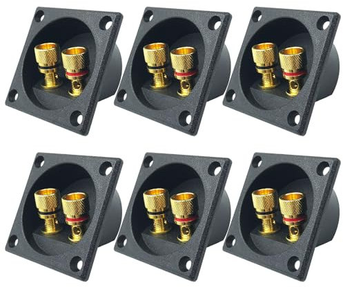 6 Pièces Bornier Haut Parleur, 2 Voies Bornier Enceinte, Bricolage Maison Voiture Stéréo Box Voiture Stéréo Vis Tasse Connecteurs Subwoofer Prises pour Subwoofer Fiches Câble Bornes (Carré)