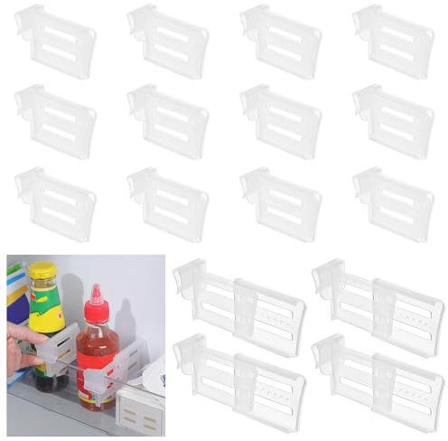 NAROSEBE 16 Organizador Nevera Separadores Puerta Nevera Divisores para Frigorífico Separadores de Plástico Ajustable Sujeta Botellas Frigorifico Organizar Puerta Frigorifico Lata Botalla