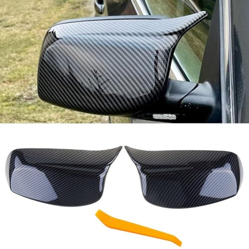 TTCR-II 2PCS Spiegelkappen Kompatibel mit BMW E60 E61 E63 E64 2003-2007 | Rückspiegel Abdeckung 5er E60 E61 Seitenspiegelgehäuse Links und Rechts 6er E63 E64 51167078359/51167078360(Kohlefasermuster)