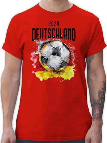 T-Shirt Herren - Fußball EM WM - Deutschland 2025 Germany - 5XL - Rot - Deutschland-Trikot Fussball Shirt männer Europameisterschaft Deutschland. Tshirt fu Ball Trikot em- Fanartikel Fun-t-Shirts
