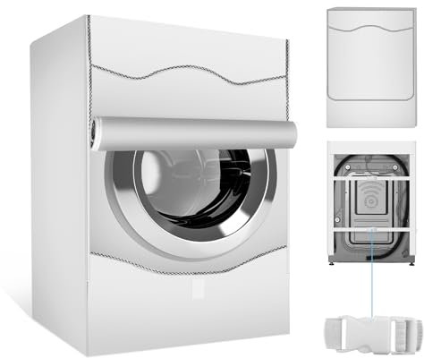 Housse pour machine à laver,Housse de protection pour machine à laver imperméable avec ouverture frontale,Anti-Poussière et Anti-UV(Argent,60 x 65 x 85 cm)