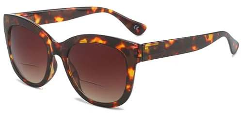 Lanomi Bifokal Sonnenbrille Damen Herren Getönt Sonnen Lesebrille mit Sonnenschutz UV Schutz Lesehilfe Sehhilfe Rechteck Outdoor Brille mit sehstärke Schildpatt Rahmen Braun Linse 3.5
