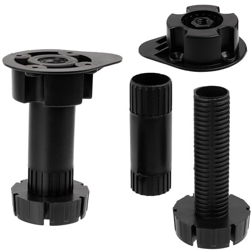 AERZETIX - C74767 - Lot de 10 Pieds de Meubles niveleurs réglables Ø58 mm - Hauteur 100-150 mm - en Plastique - Couleur Noir