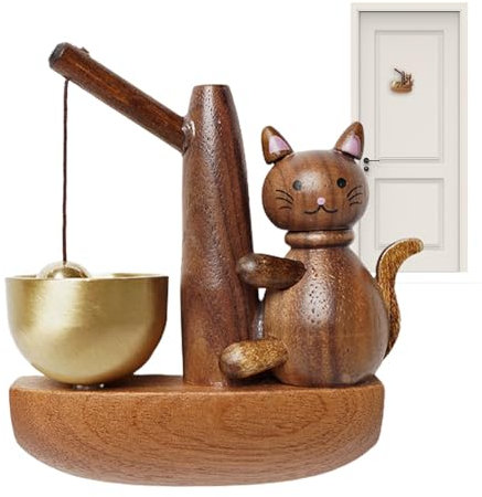 Goowafur Glocke zum Öffnen der Tür, Türklingel, Einzigartige magnetische Türklingel, Verspielte -Katze, Heimdekoration, Hängedekoration, Holztür, Harfe, Windspiel für Geburtstagsfeiertage