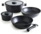 Qulinart - Stapelbares Topfset aus Hochwertigem Aluminiumguss - 5 Teile mit Abnehmbarem Griff + 2 Töpfe in 28 cm & 16 cm + Pfanne 28 cm + Wok 28 cm - Schwarz