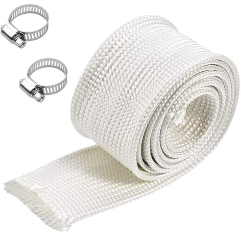 Namvo 25mm High Temperature Fiber Sleeve, Thermal Insulation Sleeve with 2 Hose Clamps for Air Conditioning Condensate Hose, Exhaust Hose