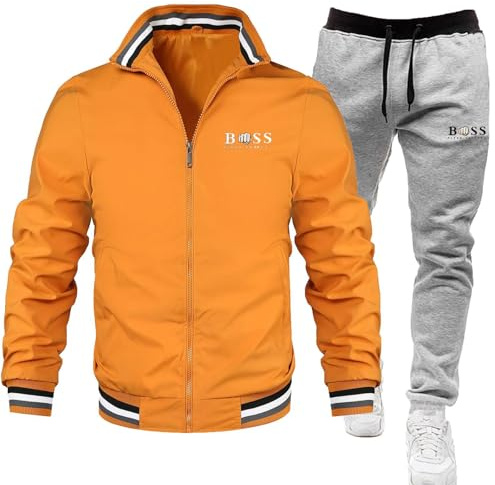 YOSUWOAI Herren Trainingsanzug Langarm Stehkragen Bomberjacke mit Reißverschluss Baggy Jogginghose Set Winter Warm Sportanzug Outdoor Übergangs Sportset Casual Jogginganzug Winter Tracksuit
