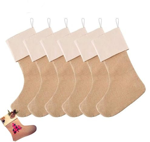 Minimalistische, rustikale Strümpfe – dekoratives Jute-Strumpf-Set, Naturfaser, Urlaubsdekoration, Charm-Weihnachtsstrümpfe mit Umhängeband, personalisierte Socken-Geschenktüte für Kinder und