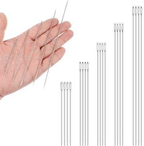 20 agujas de coser largas de 7,5/10/12,5/15/17,5 cm de largo, agujas de coser largas con ojal grande, aguja de tapicería larga con ojal grande, aguja para tapicería, aguja para colchón, aguja grande