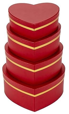 Oairse 4er-Set Geschenkbox Herzform Aufbewahrungsbox mit Deckel Geschenkschachtel Karton Blumenbox Ordnungsboxen Geschenkbox Karton Schmuckschachtel Geschenkbox Geburtstag muttertagsgeschenk
