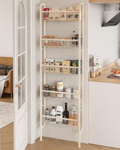 UMDONX Slim Metal Storage Shelf Behind Door Bathroom Organiser 5 Tier