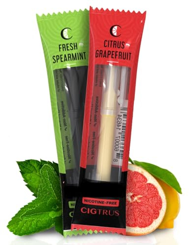 Cigtrus Smokeless Air Inhaler - Tobacco-Free, Nicotine-Free, & Non-Electric | Oral Fixation Relief Aid | Habit Replacing Breathing Stick | 2 Pack (Grapefruit & Fresh Spearmint)