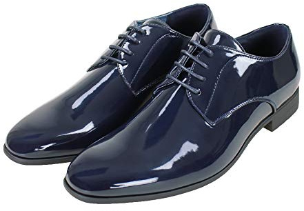 Evoga Scarpe uomo Class blu/nero lucido vernice eleganti cerimonia